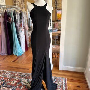 Alyce Paris Black Halter High Neck Strappy Open Back Gown - NWT - Size 4